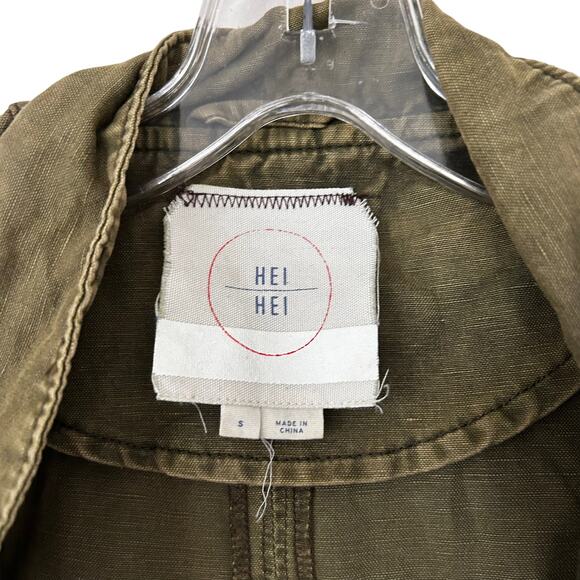 Anthropologie Hei Hei Green Lace Anorak Army Jacket Sz S - Picture 3 of 9